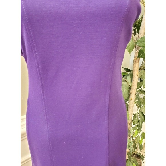 Spense Women's Purple Solid Polyester Cowl Neck Sleeveless Knee Length Dress 14 - Picture 3 of 12